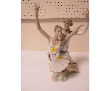 A large Nao figure of a pair of ballerina dancer 