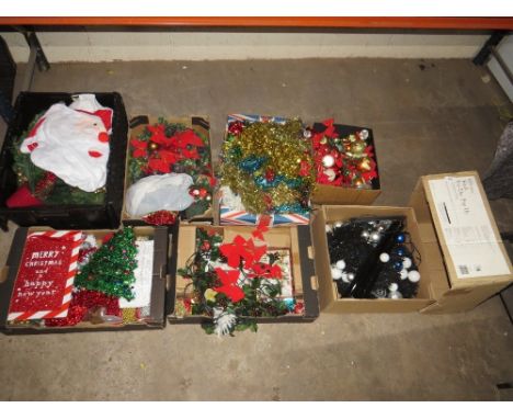 A very large selection of vintage Christmas decorations to include vintage glass baubles, pop up Christmas tree and baubles (