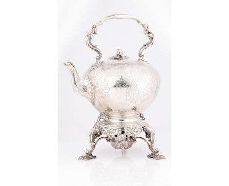 A Victorian spirit kettleEdward, John &amp; William Barnard, London 1849, the spherical body with foliate and flower head dec