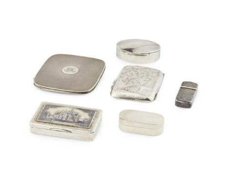 A 19th century silver and niello decorated snuff boxmarks worn, the hinged cover with a view of the 'Duomo Di Milano' scroll 