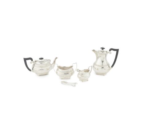 An early 20th century matched four piece tea serviceAdie Brothers Ltd., Birmingham, comprising water pot, teapot, twin handle
