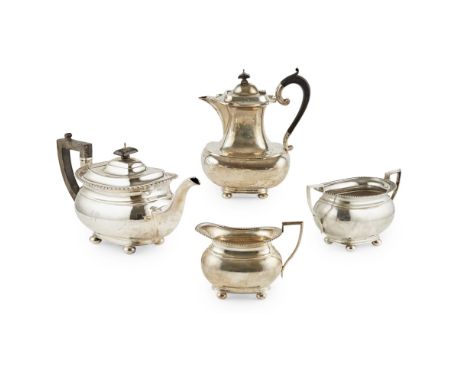 A matched four piece tea servicemainly Sutherland & Rhoden, Sheffield 1919, comprising a water-pot, a tea-pot, sugar bowl and