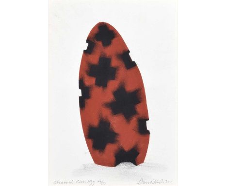 David Nash R.A. (British 1945-) "Charred Cross Egg" Signed, titled and dated 2011, numbered 25/50, stencil print in colours, 