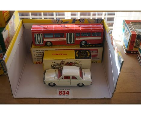 Dinky:&nbsp;two vintage vehicles; comprising 283 Single Decker Bus, with set of road transfers and leaflet enclosed; and 159 