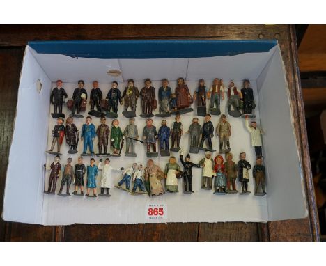 Lead Figures: a collection of forty vintage lead figures by Britains and Johillco, to include: two 'flapper' ladies; waitress