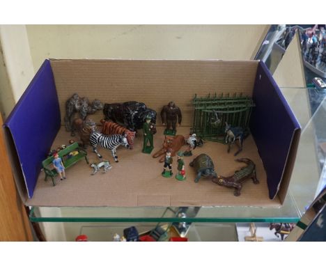 Vintage Lead:&nbsp;a large collection of lead figures, comprising: zoo animals, birds and figures; a group of blacksmith figu