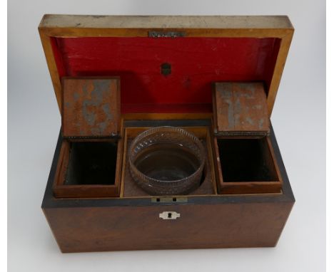 Mid 19th century Mahogany Tea caddy 30.5cm x 30.5cm x 15cm (damaged)
