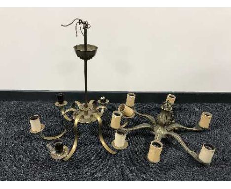Two continental brass light fittings 
