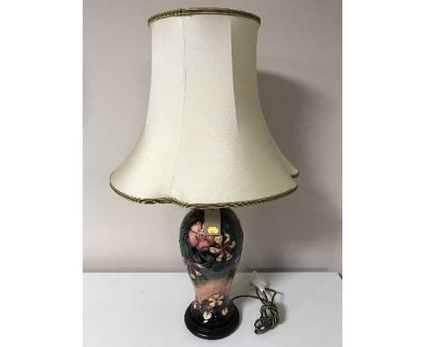 A Moorcroft Oberon table lamp with shade, lamp base 35cm