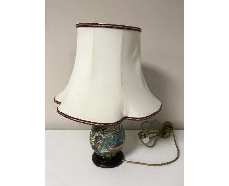 A Moorcroft Islay table lamp with shade, lamp base 22cm