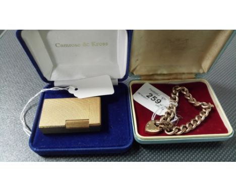 ROLLED GOLD BRACELET & GOLD PLATED ' DUPONT ' LIGHTER