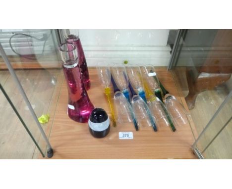 CAITHNESS PAPERWEIGHTS , PAIR GLASS VASES ETC