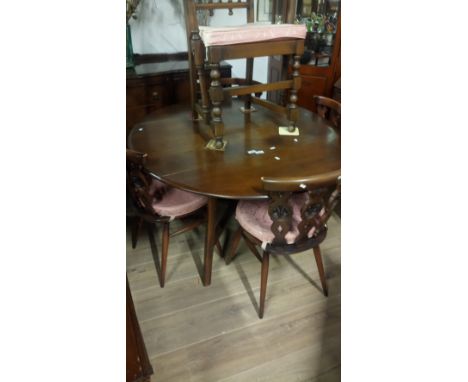 VINTAGE ERCOL O/L DINING TABLE WITH 4 CHAIRS & 1 OTHER