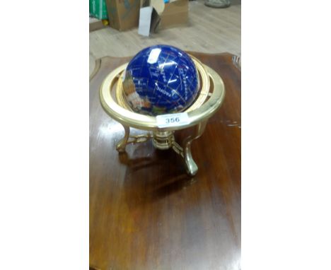 BRASS WITH INLAID STONES GLOBE