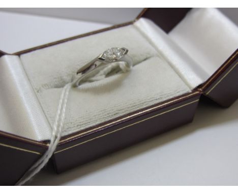 MARQUISE DIAMOND SOLITAIRE, marquise diamond solitaire ring in a platinum mount approx. .6 of a carat size L/M
