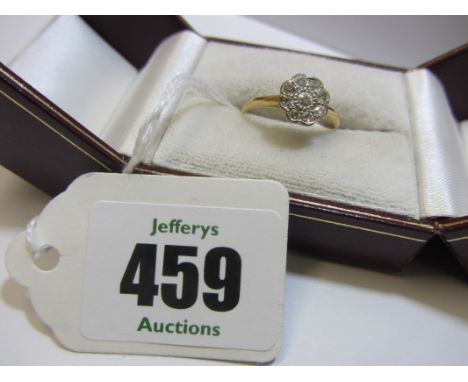 DIAMOND RING, 18ct yellow gold diamond cluster ring size L