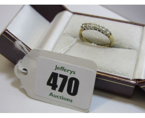 DIAMOND RING, 9ct yellow gold ring set a row of diamonds size K/L