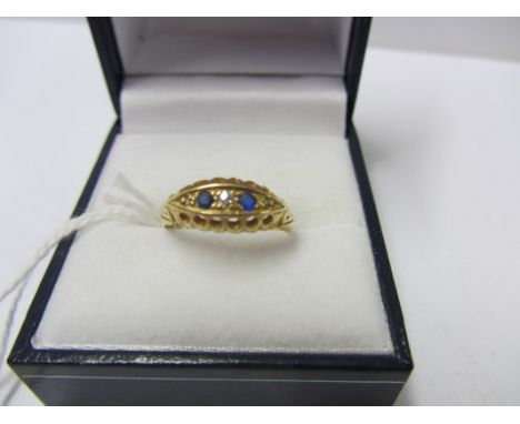 SAPPHIRE & DIAMOND RING, 9ct gold sapphire & diamond ring size L 