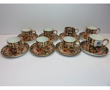 ROYAL CROWN DERBY, "Japan" pattern collection of 8 various coffee cans and saucers