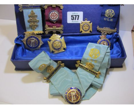 MASONIC MEDALS & MEDALLIONS, group of silver gilt and enamel and other medallions relating to the Masons