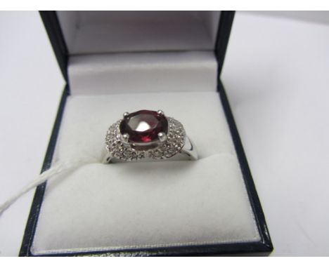 RUBY RING, 9ct white gold ring, set with Ruby, size Q/R