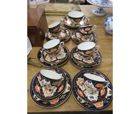 ROYAL CROWN DERBY TEAWARE, gilded floral design 4 settings, including pair of bread plates