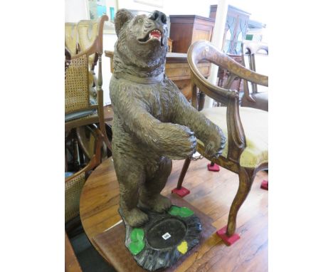 BEAR STICK STAND, a painted resin bear stick stand, 36" height