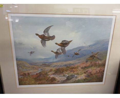 ARCHIBALD THORBURN, signed colour print "Grouse in Flight", 15" x 20"