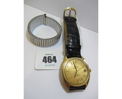 OMEGA, 1968 18ct gold cased Omega Chronometer Constellation automatic wrist watch on a brown leather strap 