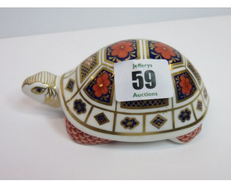 ROYAL CROWN DERBY PAPERWEIGHT, gilded tortoise