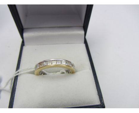 DIAMOND ETERNITY RING, 18ct yellow gold full eternity ring, set princess cut diamonds, totalling approx 2.5 cts, size N
