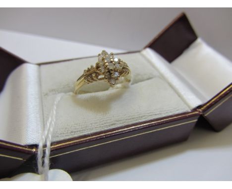 DIAMOND RING, 14ct yellow gold ring set diamonds, ring size M/N 