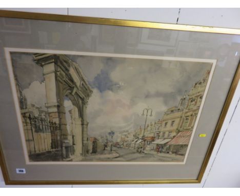 MARIEANNE VON WERTHER, signed water colour "Nottinghill Gate", 15" x 22"