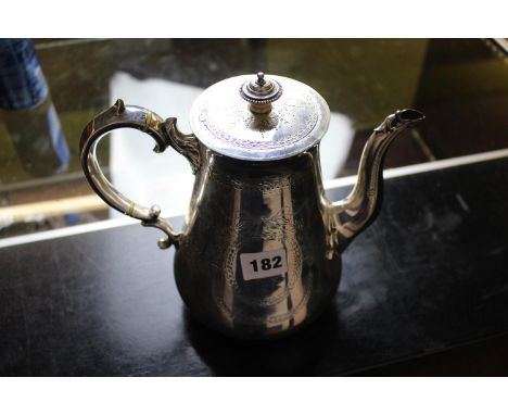 Large 19thC Silver engraved Teapot with Ivory fittings, London 1869 From Goldsmiths and Silvermiths of London. 710g total wei