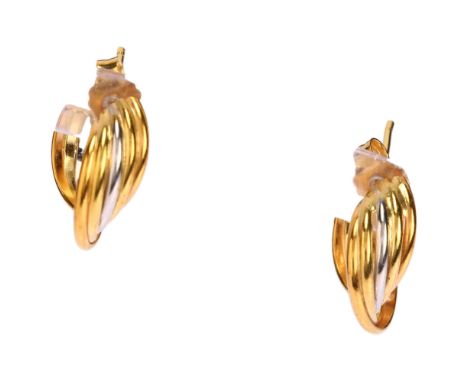 A pair of Italian 18ct two-colour gold hoop earrings, with stud fittings, hoop diameter 15.1mm, 5.6gNo damage or repair, only