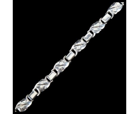 EILER & MARLOE - an Art Deco Danish silver leaf panel bracelet, model no. 105, length 18cm, 25.2gNo damage or repair, only li