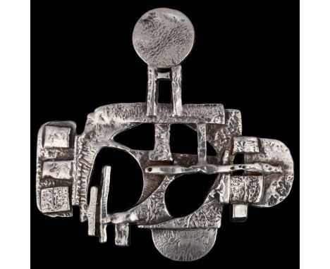 MAGNUS G:SON LIEDHOLM - a large Swedish brutalist sterling silver abstract pendant, 1973, height 63.1mm, 28.8gNo damage or re