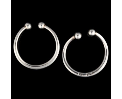 KIRSTEN PONTOPPIDAN - a pair of Danish modernist sterling silver ear cuffs, diameter 28.2mm, 9.9gNo damage or repairs, only l