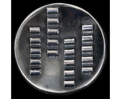 A Vintage Finnish modernist silver abstract brooch/pendant, maker UT, 1966, circular concave form with applied wave decoratio