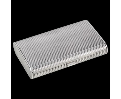 HUGO GRUN - a Danish Art Deco silver cigarette case, oval form with ribbed decoration and sprung hinge, 9.5 x 6cm, 3.5ozNo da