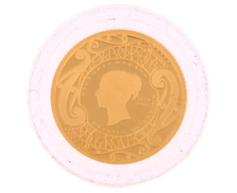 The 2019 New Zealand's First Ever 22ct gold quarter sovereign, Hatton's of London, reverse depicting young portrait of Queen 