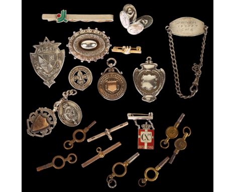 Various silver fobs, including Eastern Suburban Football League Winners medal, Football Section League Champions 1924-25 etcL