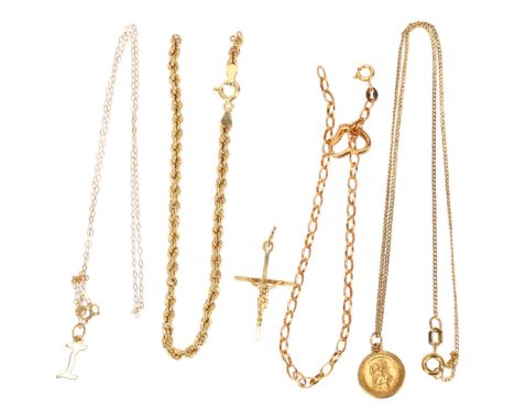 Various 9ct gold jewellery, including St Christopher pendant necklace, heart bracelet etc, 5.4g totalLot sold as seen unless 
