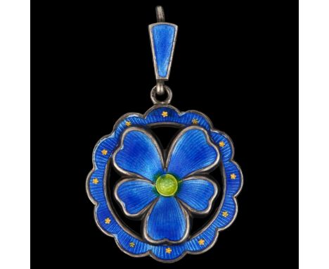 An Art Nouveau Continental silver and polychrome enamel floral drop pendant, indistinct maker's mark on bale, height 47mm, 4g