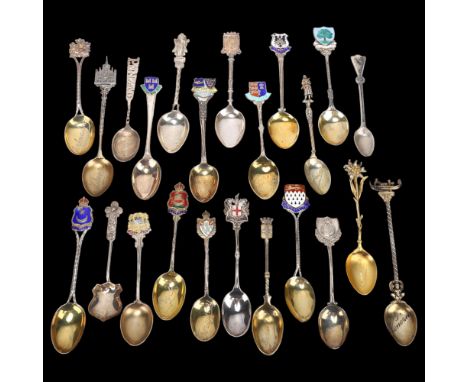 A quantity of English and Continental silver souvenir spoons, 9.1oz totalLot sold as seen unless specific item(s) requested 