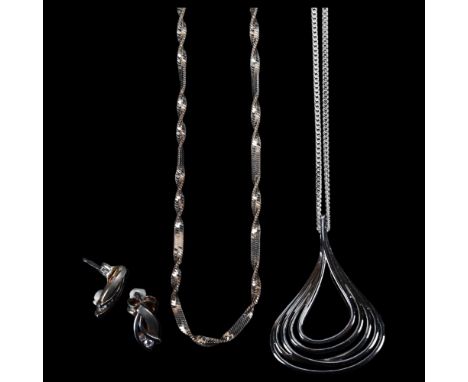 Various silver jewellery, including onion pendant necklace, earrings etcLot sold as seen unless specific item(s) requested 