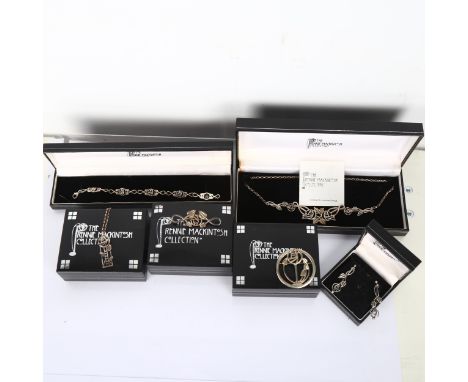 THE RENNIE MACKINTOSH COLLECTION - 6 pieces of late 20th century Scottish silver jewellery, by Carrick Jewellery Ltd, circa 1