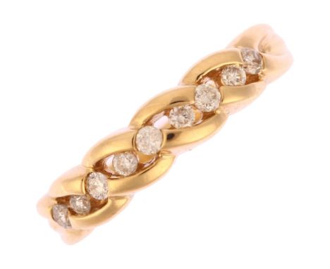 A modern 9ct gold diamond half eternity ring, maker CJ, Birmingham 2000, set with modern round brilliant-cut diamonds, settin