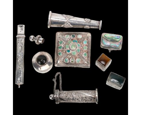 Various English Indian and Continental silver, including novelty pencil, scent flask, trinket boxes etcLot sold as seen unles