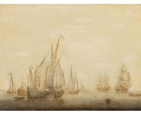 Cornelis Boumeester, Segelschiffe vor einem KüstenstreifenÖl auf Holz. 37,5 x 49,5 cm.Monogrammiert unten rechts: CBM (auf de